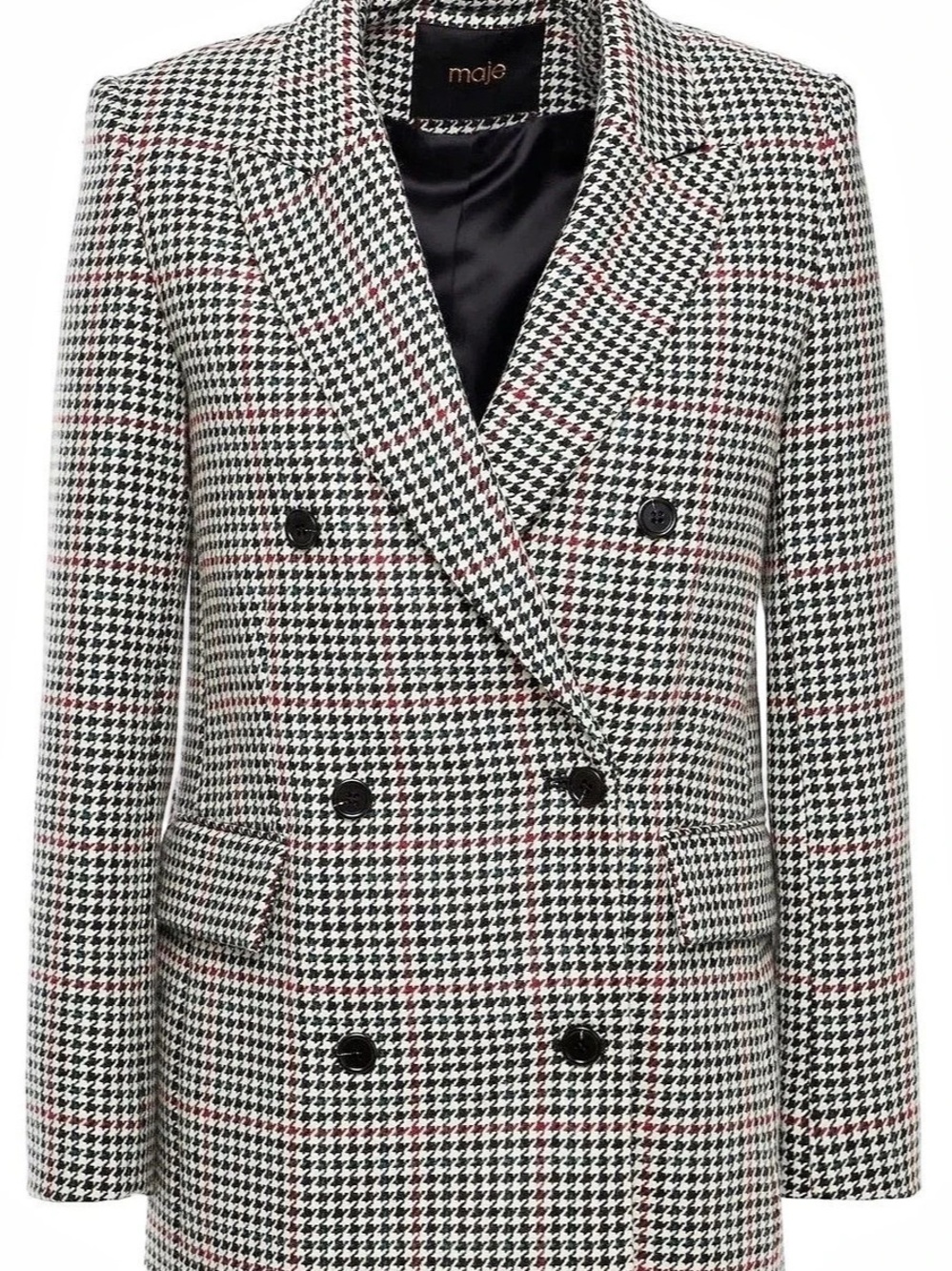 Maje Double-breasted houndstooth blazer
